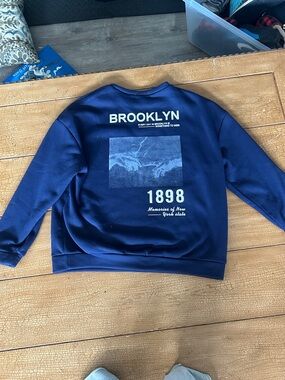 STUGAZ Brooklyn postcard design Blue Crewneck sweater